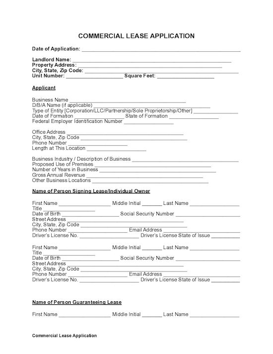 Commercial Rental Application