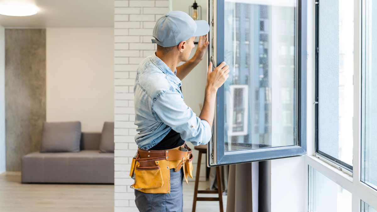 Technician preparing rental property window for maintenance inspection helps landlords prevent repairs and tenant issues.