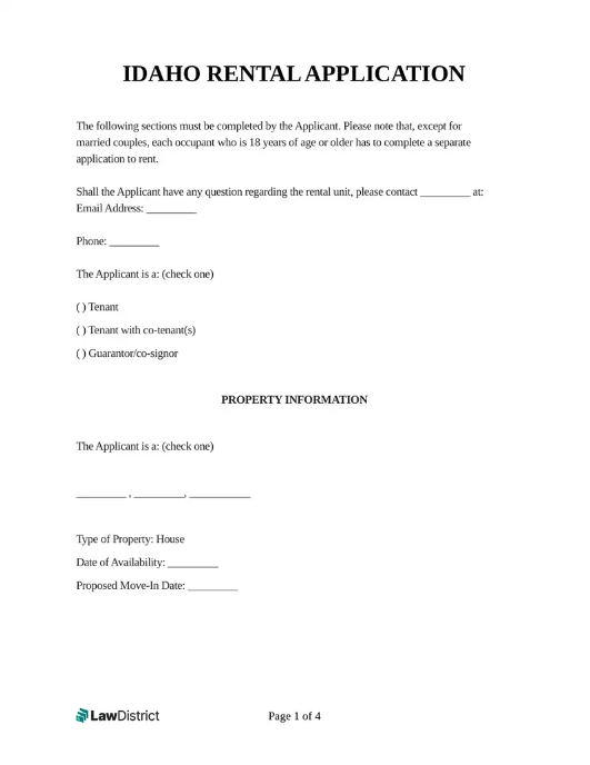 LawDistrict Idaho Residential Lease Agreement 