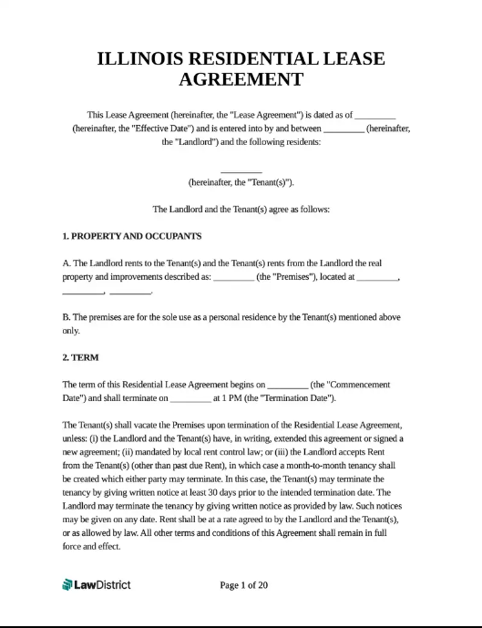 LawDistrict Illinois Residential Lease Agreement