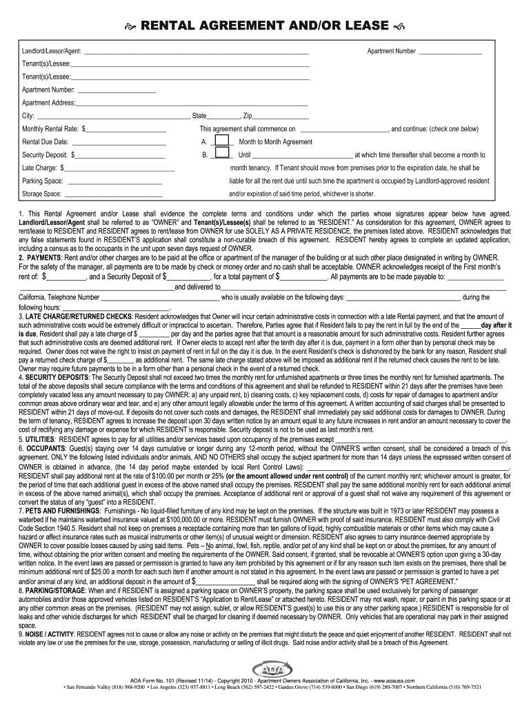 AAOA Residential Lease Agreement