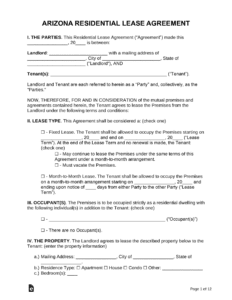 Top 5 Free Arizona (AZ) Residential Lease Agreement Templates