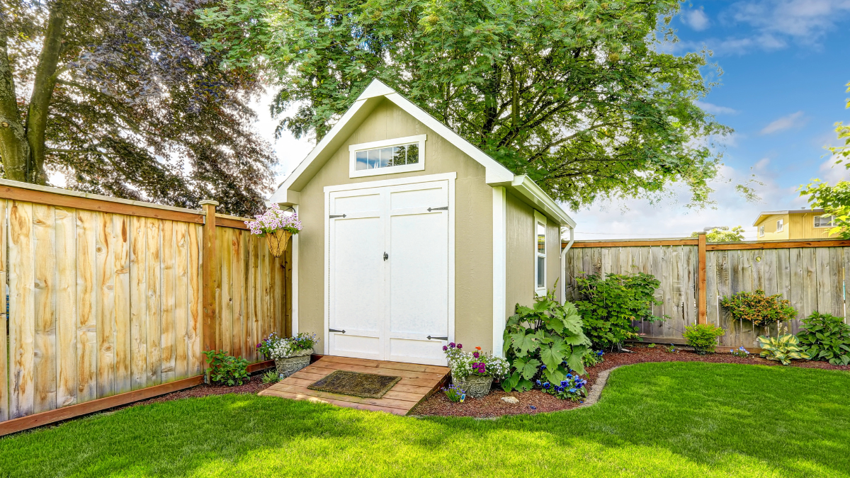 Garden workshop shed in a backyard