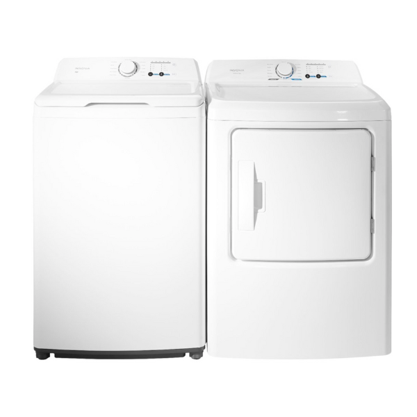 Insignia - Package (1) 3.7 Cu. Ft. High Efficiency 12-Cycle Top-Loading Washer and (1) 6.7 Cu. Ft. 12-Cycle Electric Dryer