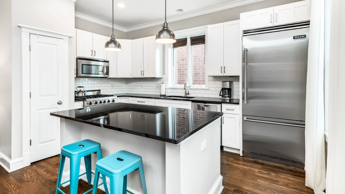 Modern kitchen remodel with meal-prep-friendly island layout supports efficient cooking, storage, and entertaining at home.