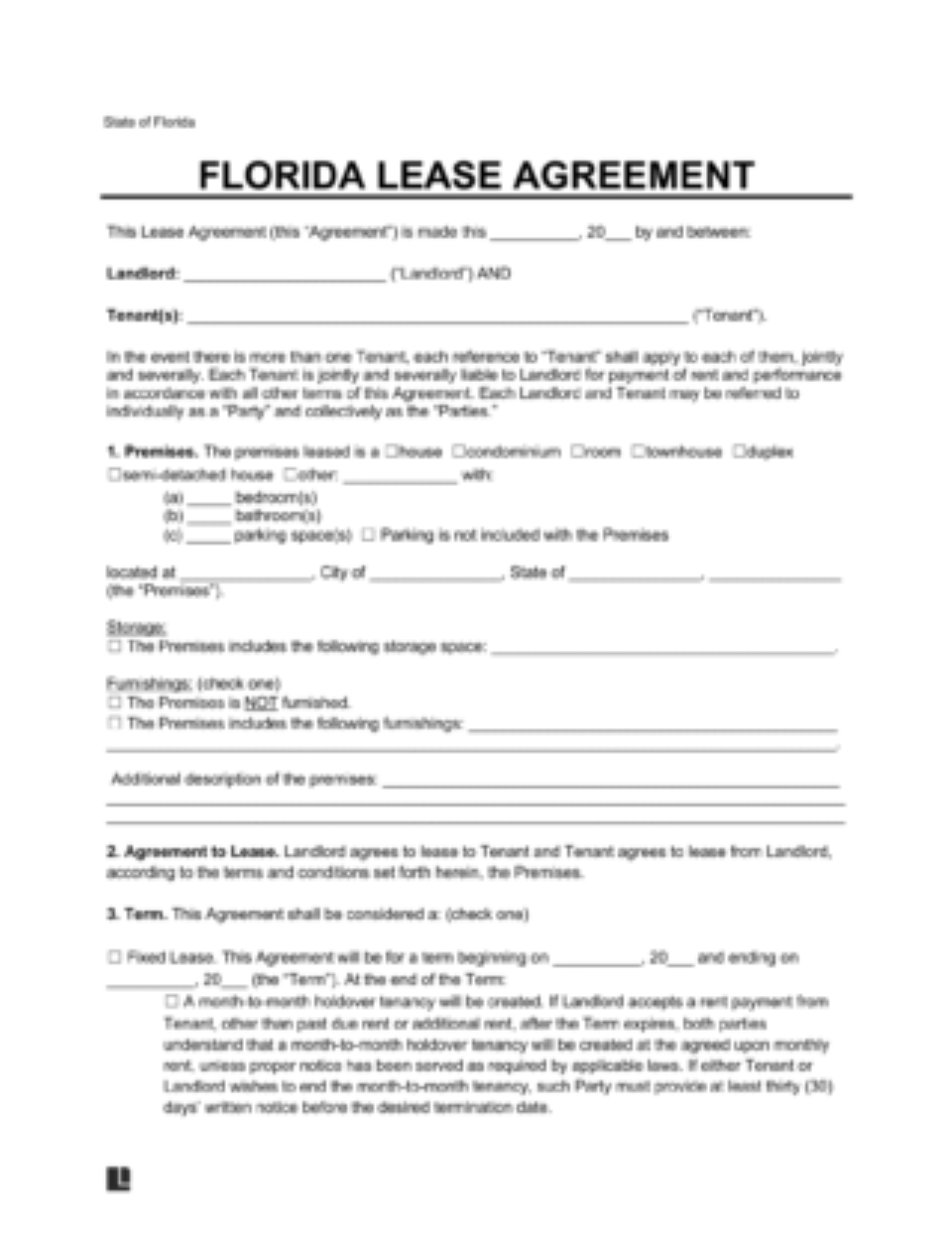 LegalTemplates Florida Residential Lease Agreement 