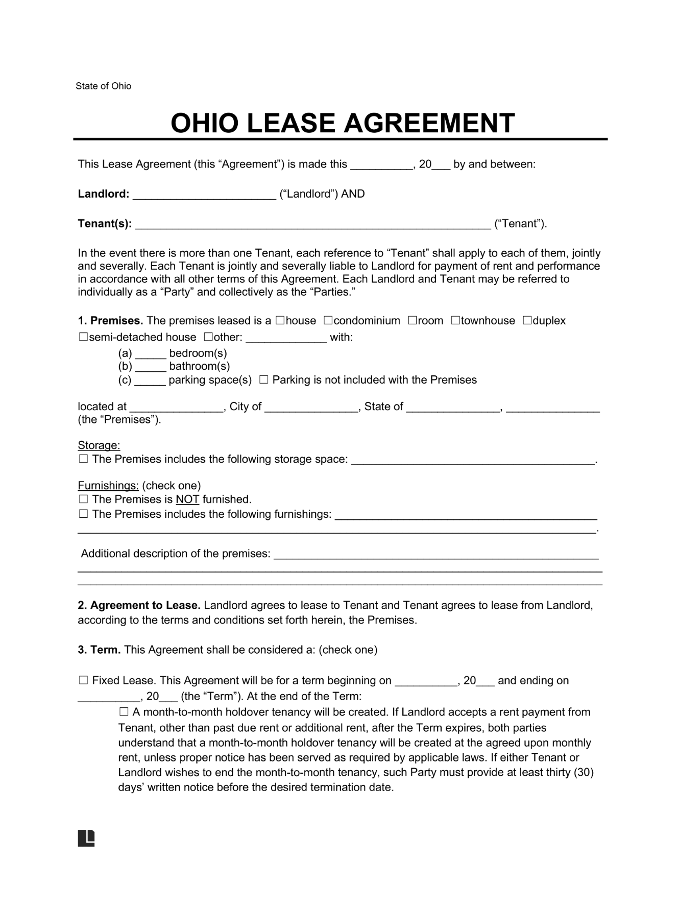 LegalTemplates Ohio Residential Lease Agreement
