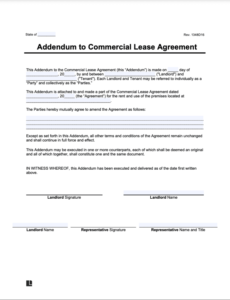 LegalTemplates Commercial Lease Addendum