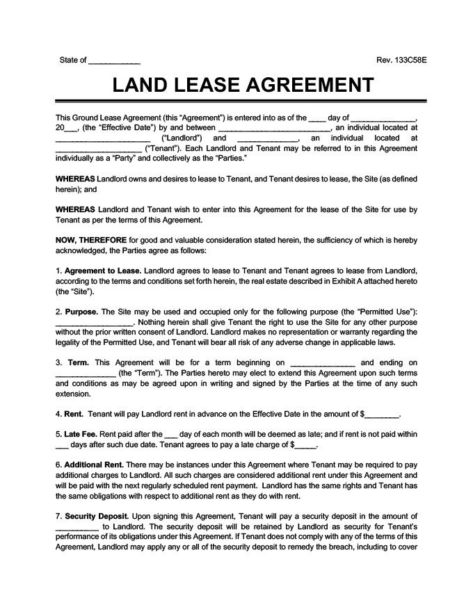 LegalTemplates Land Lease Agreement