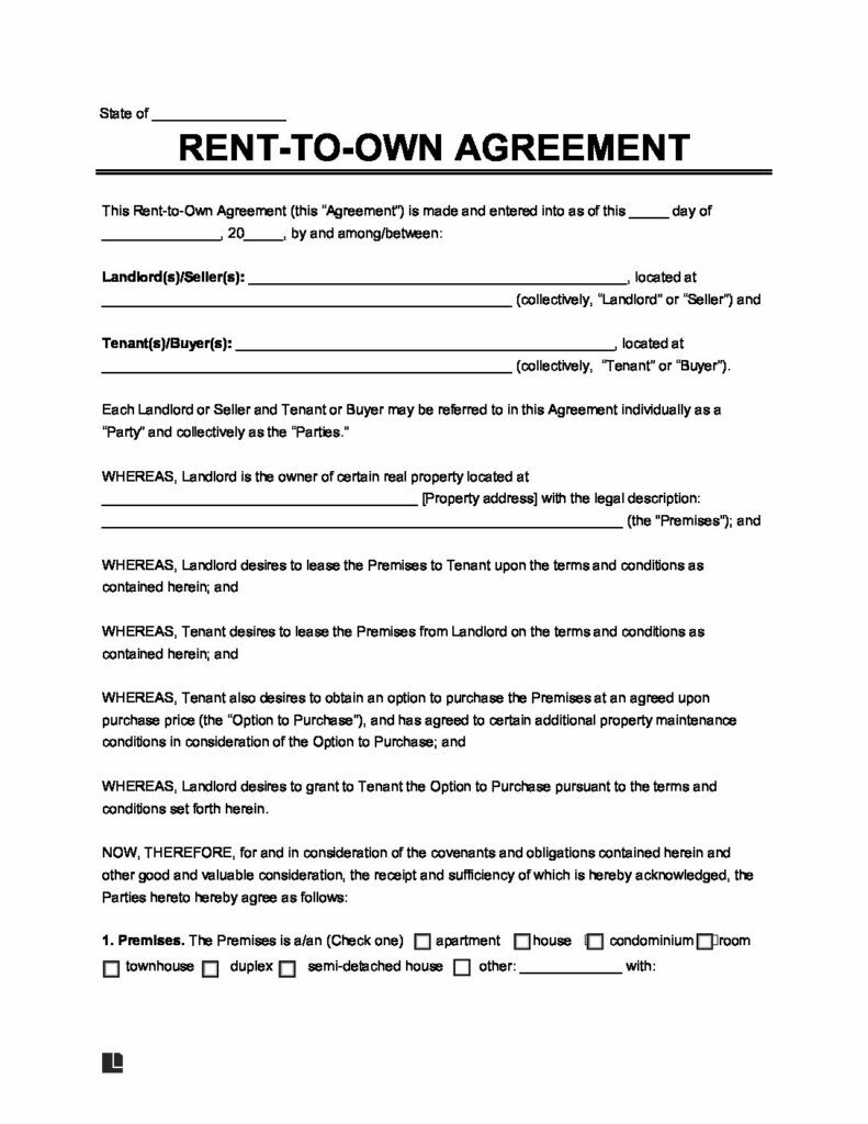 LegalTemplates Lease-to-Own Agreement
