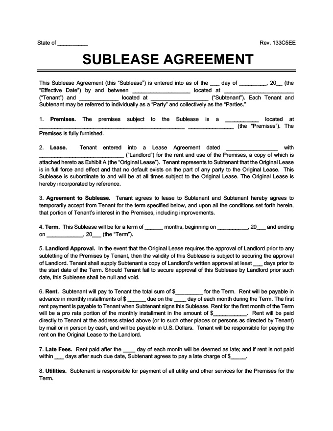 LegalTemplates Sublease Agreement