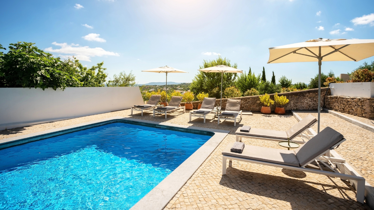 Lounges and furniture places poolside