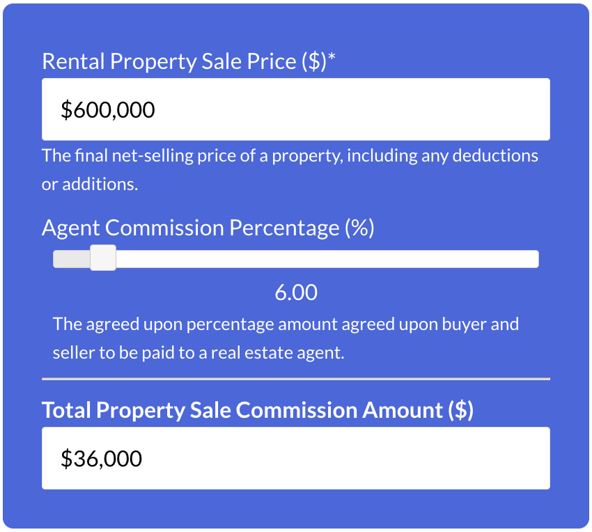 Property Sale Commission Calculator