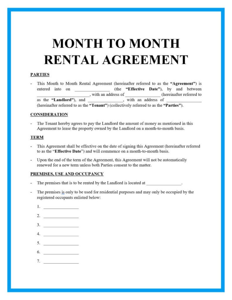 Signaturely Month-to-Month Lease Agreement