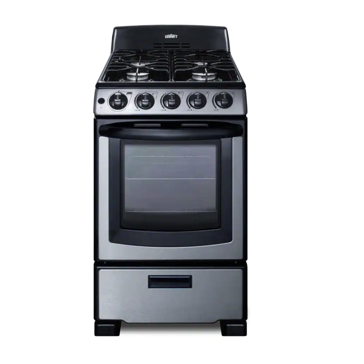 Summit Appliance - 20-in 2.62 Cu. Ft. Gas Range with 4 Burners & Cast Iron Grates 