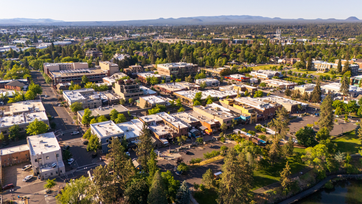 Aerial view of downtown Bend, Oregon